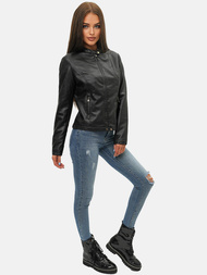 Juoda Moteriška Odinė Striukė OZONEE JS/11Z8008