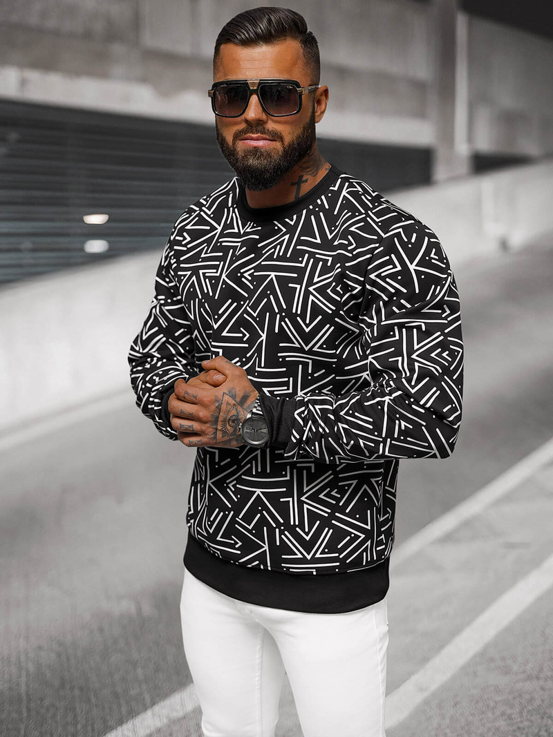 Juodas vyriškas džemperis OZONEE JS/8B1219/3