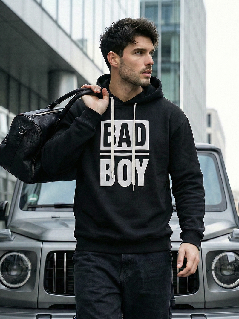 Juoda vyriškas džemperis su gobtuvu OZONEE JS/65B3909/3Z