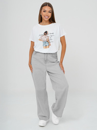 Balti moteriški marškinėliai OZONEE JS/95T2573/1