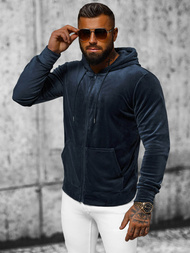 Granatinė vyriškas veliūrinis džemperis su gobtuvu OZONEE JS/8B1168/25