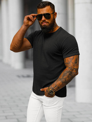 Juodi vyriški marškinėliai OZONEE O/7766T