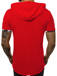 Raudoni vyriški marškinėliai su gobtuvu OZONEE O/1187XZ