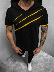 Juodai-Geltoni vyriški marškinėliai su gobtuvu OZONEE O/1187XZ