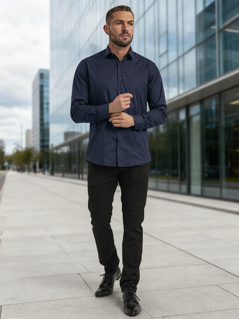 Granatinė vyriški marškiniai OZONEE V/V183