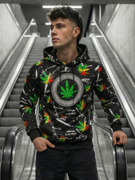 Juodas vyriškas džemperis su gobtuvu OZONEE O/B269Z