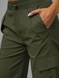 Rusvai žalsvos moteriškos kelnės OZONEE O/TT00393