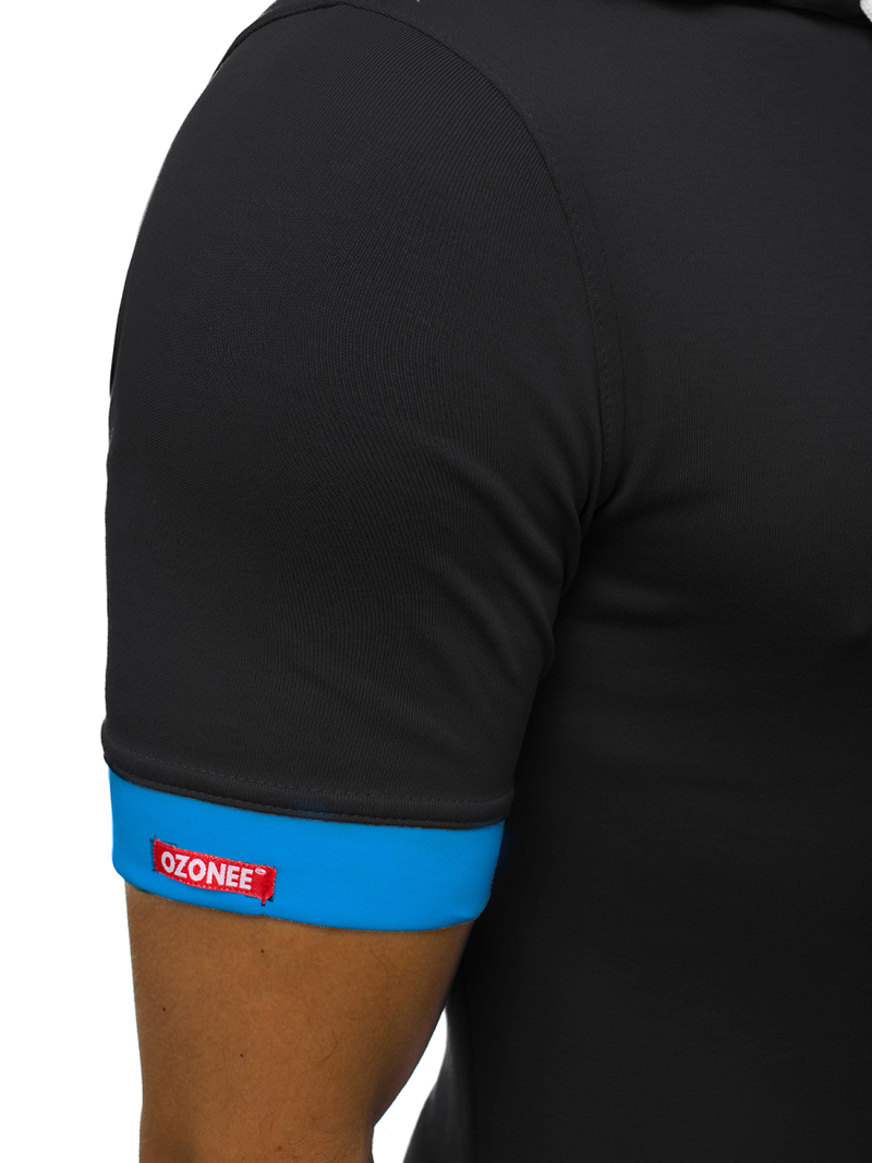 Juodai-Mėlyni vyriški marškinėliai su gobtuvu OZONEE O/1273Z