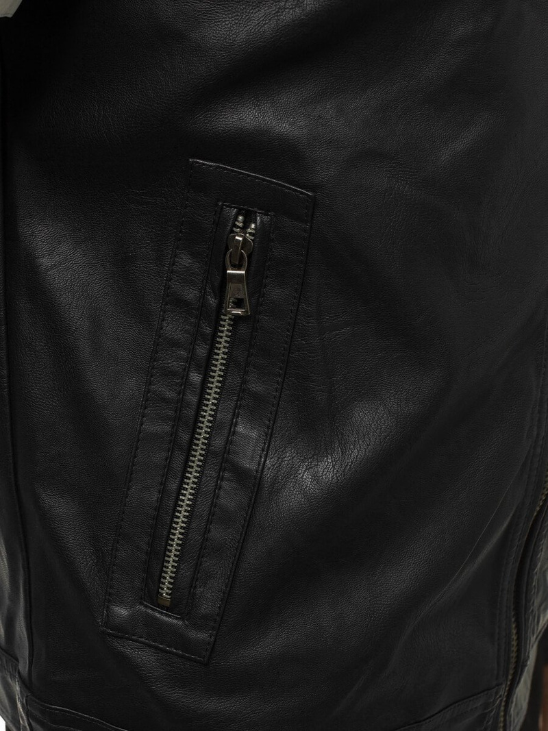 Juodai-Balta vyriška odinė striukė OZONEE YD/BF59359