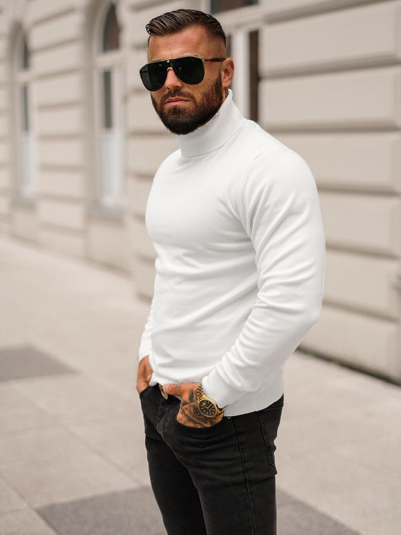 Baltas vyriškas megztinis OZONEE O/GM309