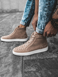Smėlinė aukšti sneakers stiliaus batai OZONEE G/271