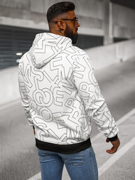 Baltas vyriškas džemperis su gobtuvu OZONEE JS/8B1232/1