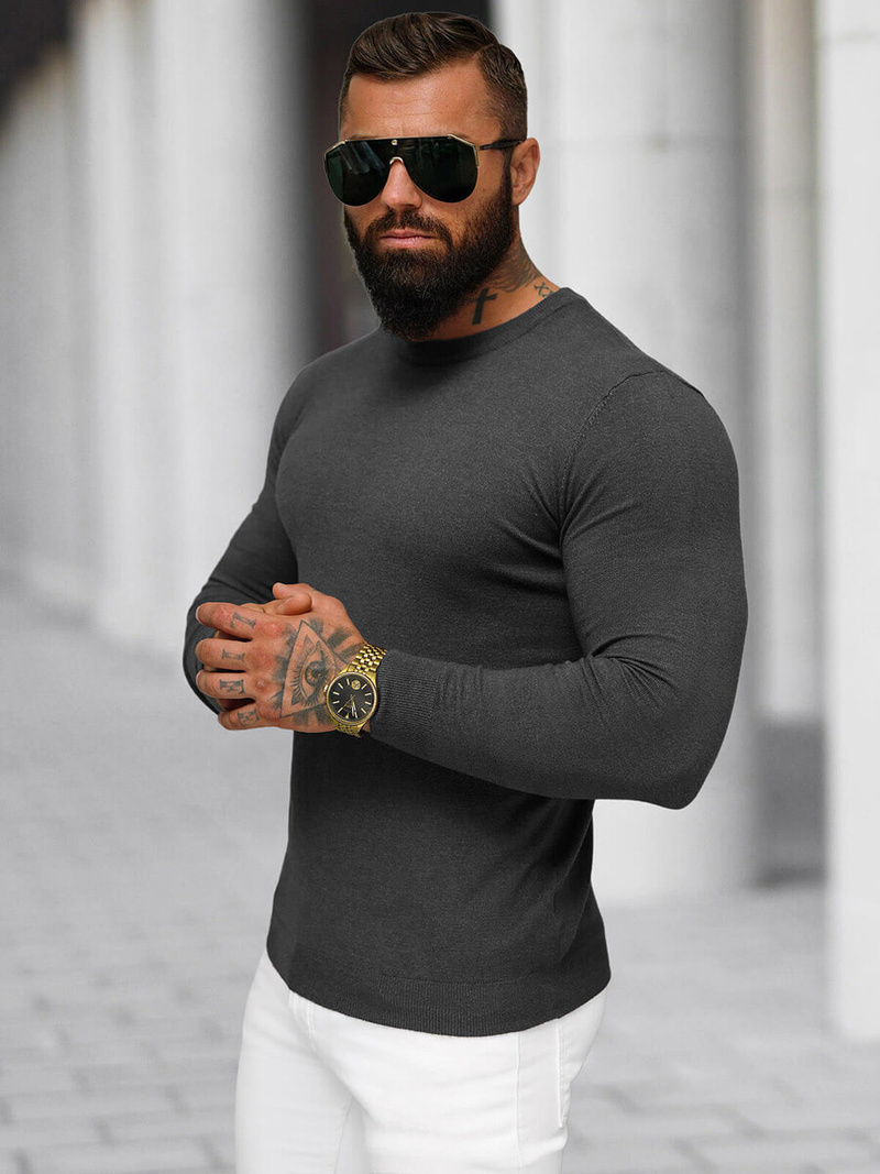 Grafitinis vyriškas megztinis OZONEE NB/MMB602/3Z