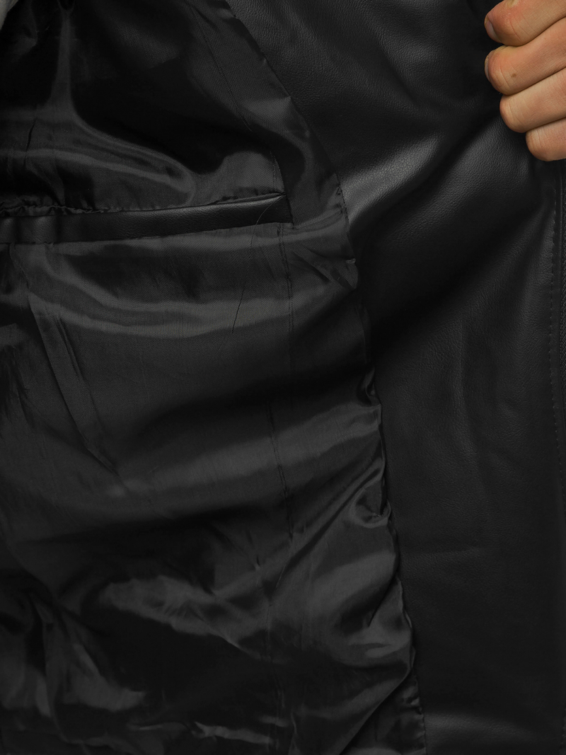 Juoda vyriška odinė striukė OZONEE O/5625Z