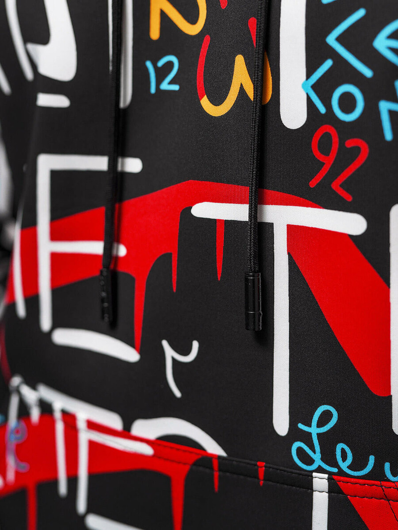 Juodas vyriškas džemperis su gobtuvu OZONEE JS/8B1233/3