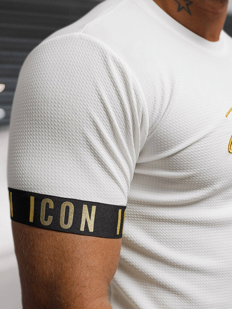 Balta ir auksinė vyriški marškinėliai OZONEE O/T7578