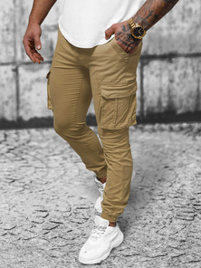 Smėliniai vyriškos chino jogger stiliaus kelnės OZONEE NB/MP0202K