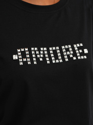 Juodai-sidabrinės moteriški marškinėliai OZONEE JS/YJ77716