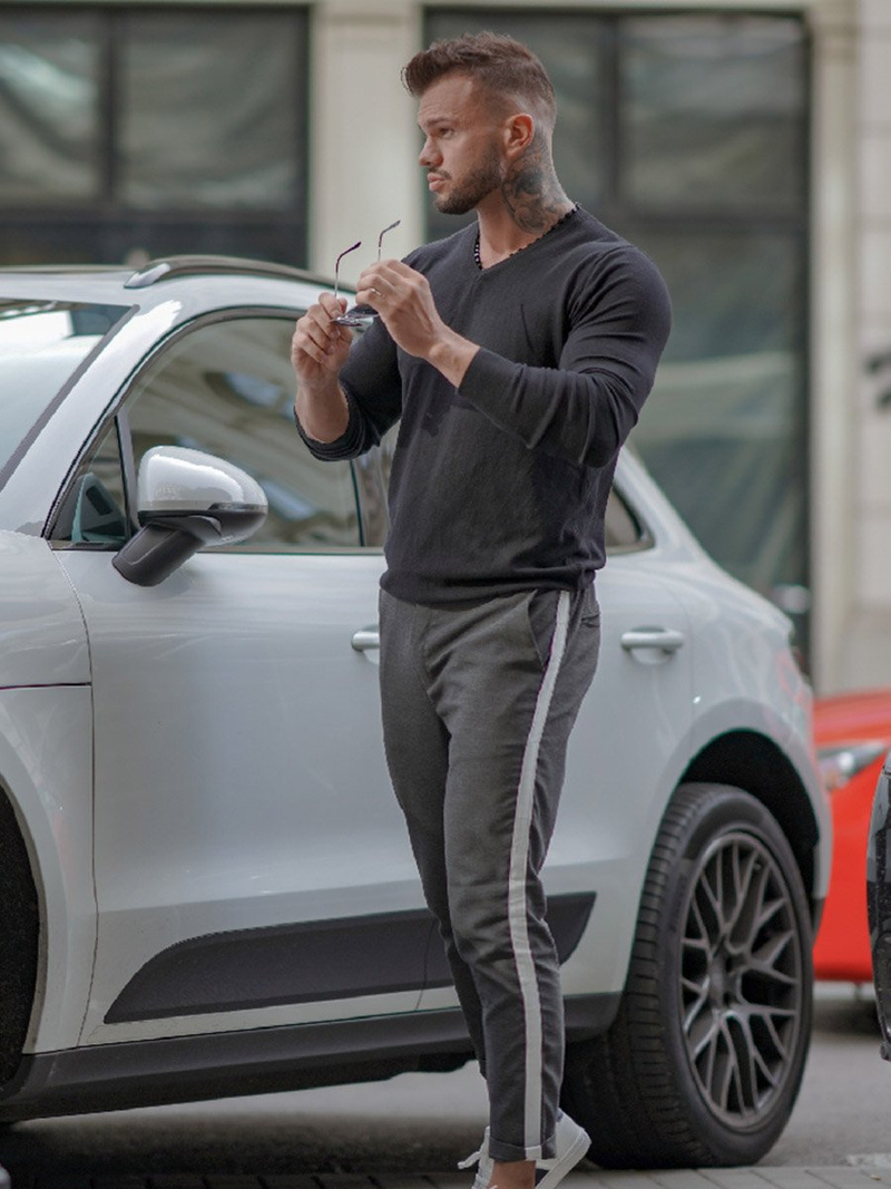 Grafitinės vyriškos chino kelnės OZONEE DJ/5529Z