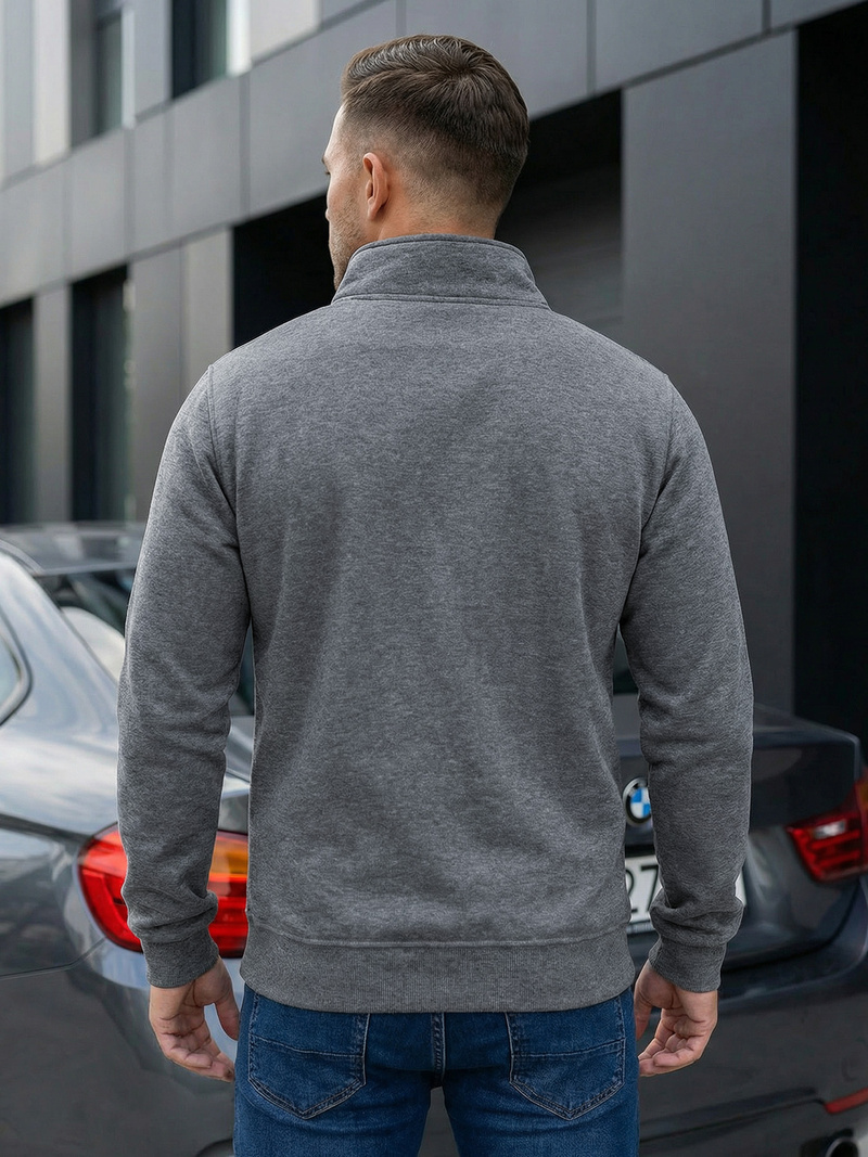 Tamsiai-pilkas vyriškas džemperis su užtrauktuku OZONEE JS/2002Z