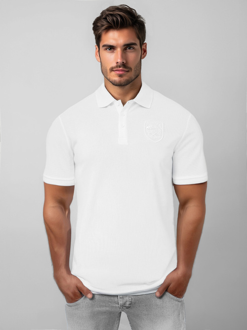 Balta vyriški polo marškinėliai OZONEE NB/MT3142Z