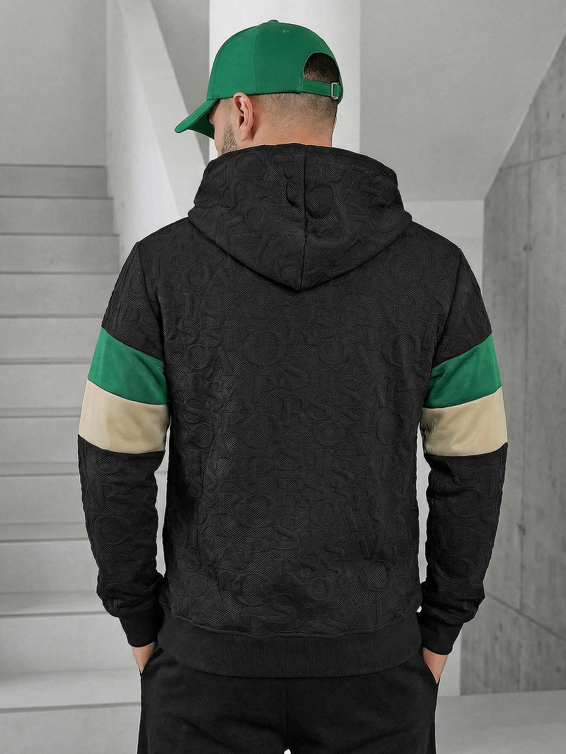 Juoda vyriškas džemperis su gobtuvu OZONEE JS/3B578