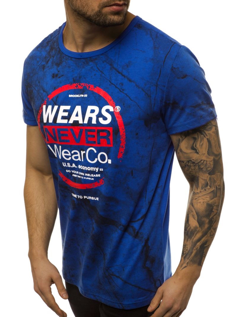 Mėlyni vyriški marškinėliai OZONEE JS/SS10925