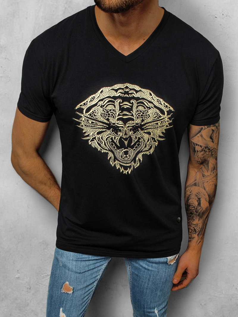 Juodas vyriški marškinėliai OZONEE NB/3011