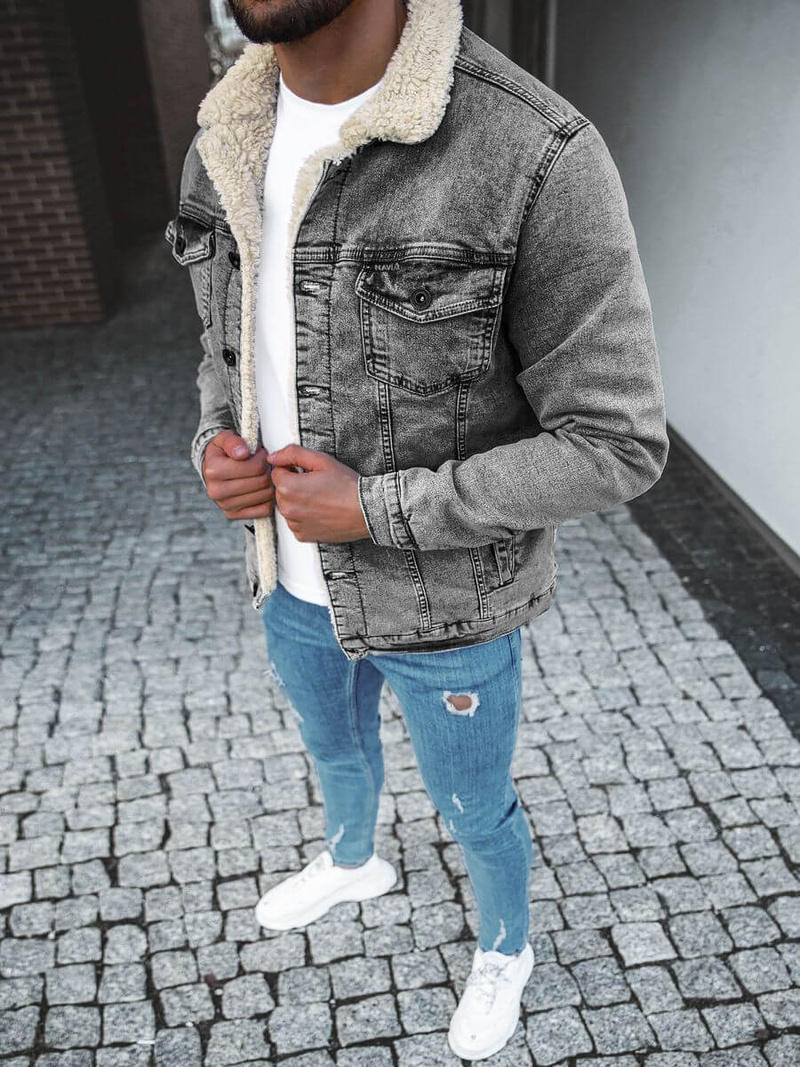 Grafitinė Vyriška džinso striukė OZONEE BN/7287