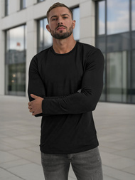 Juodi vyriški marškinėliai ilgomis rankovėmis OZONEE JS/DB71/1
