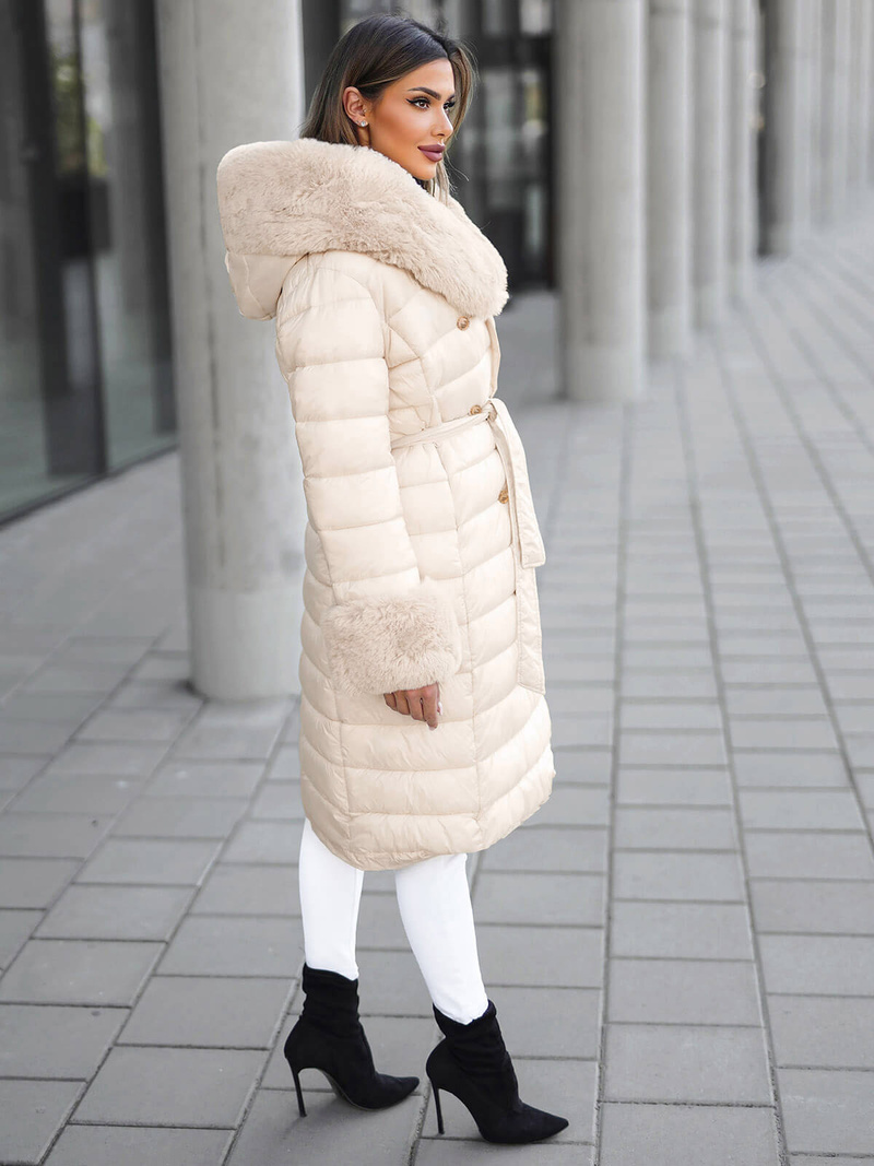 Smėlinis moteriška paltas OZONEE JS/5M3160/254Z