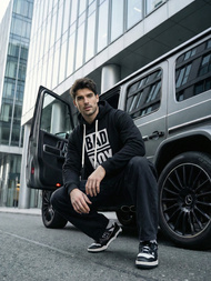 Juoda vyriškas džemperis su gobtuvu OZONEE JS/65B3909/3Z