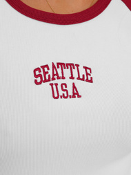 Baltai-raudoni moteriški marškinėliai OZONEE JS/R61627