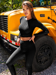 Juodas moteriškas sportinis dviejų dalių kostiumas OZONEE O/22060Z