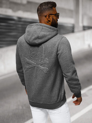 Grafitinis vyriškas džemperis su gobtuvu OZONEE NB/MF2003