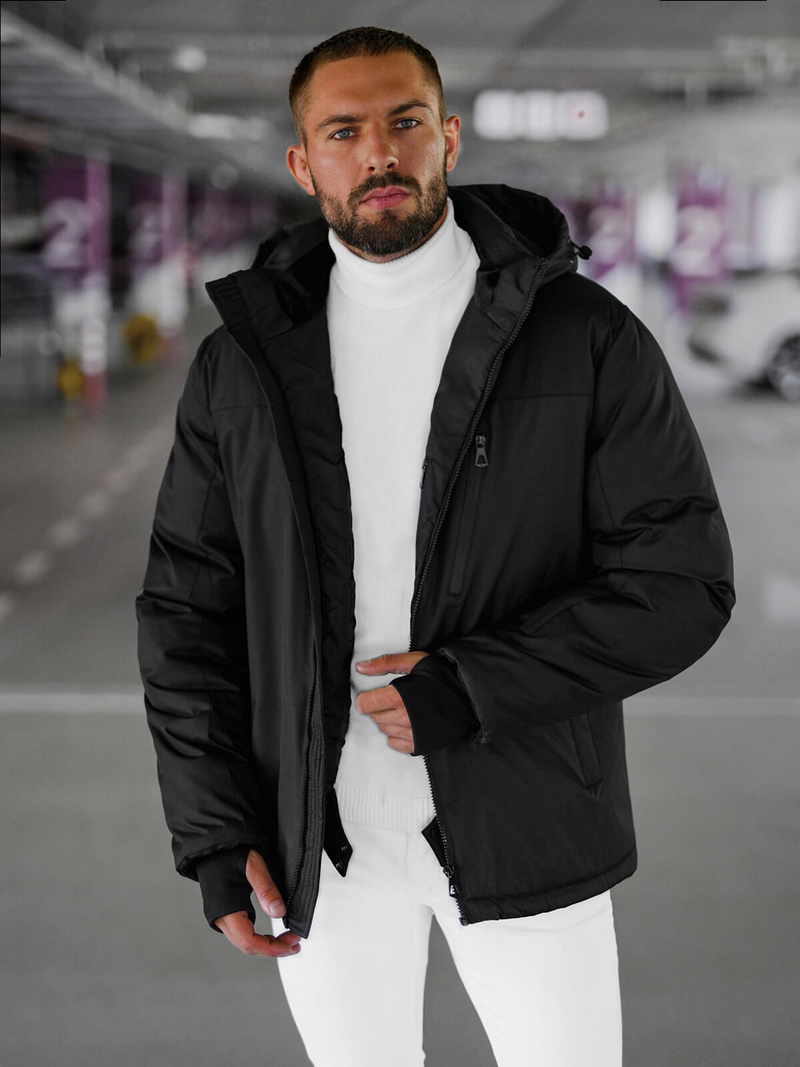 Juodi vyriška žieminė striukė OZONEE JS/91M9901/392