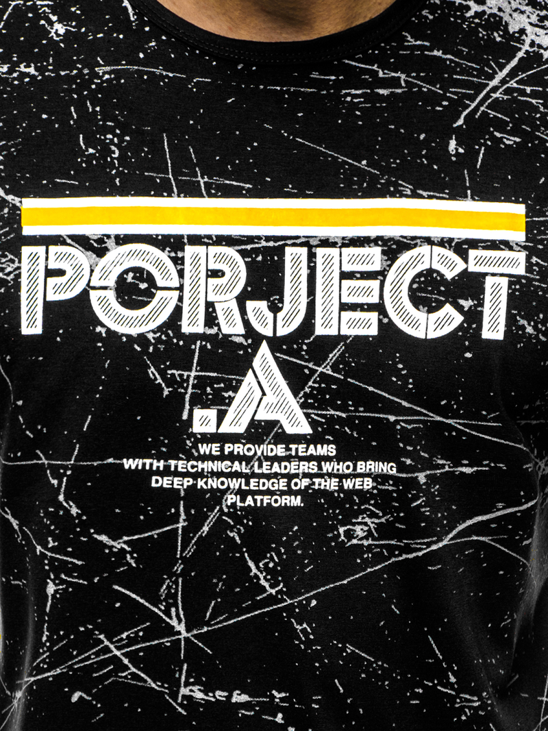 Juodi vyriški marškinėliai OZONEE JS/SS10917