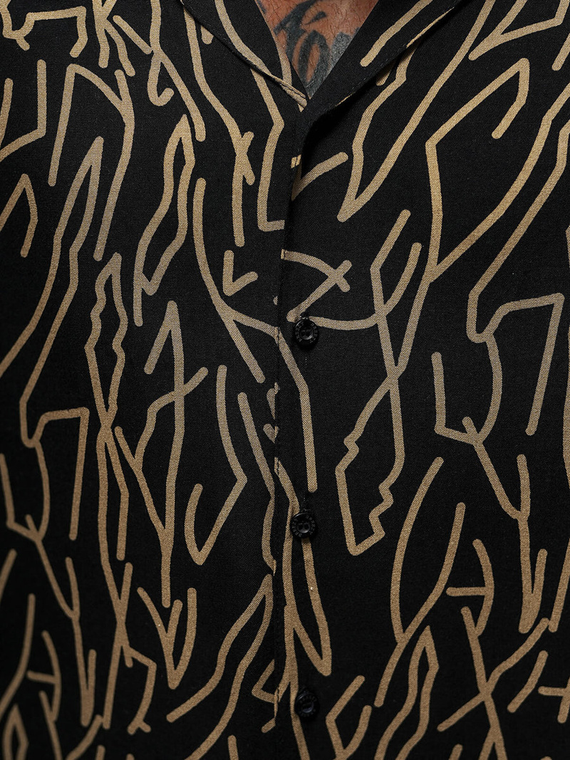 Juodi vyriški marškiniai trumpomis rankovėmis OZONEE O/22202010