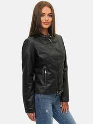 Juoda Moteriška Odinė Striukė OZONEE JS/11Z8008