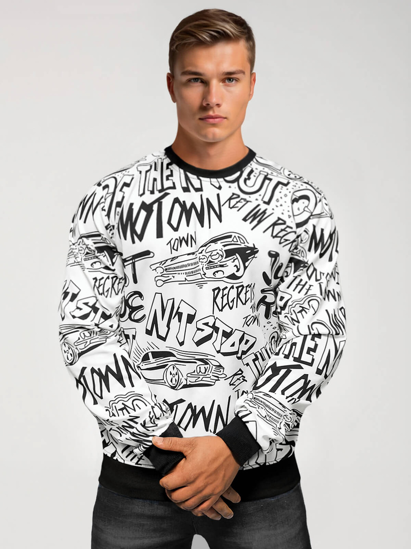 Balta vyriškas džemperis OZONEE JS/8B1195/1