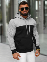 Juodas vyriškas džemperis su gobtuvu OZONEE JS/8B1307/3