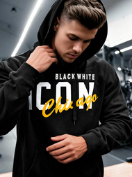 Juoda vyriškas džemperis su gobtuvu OZONEE JS/8B1736/3