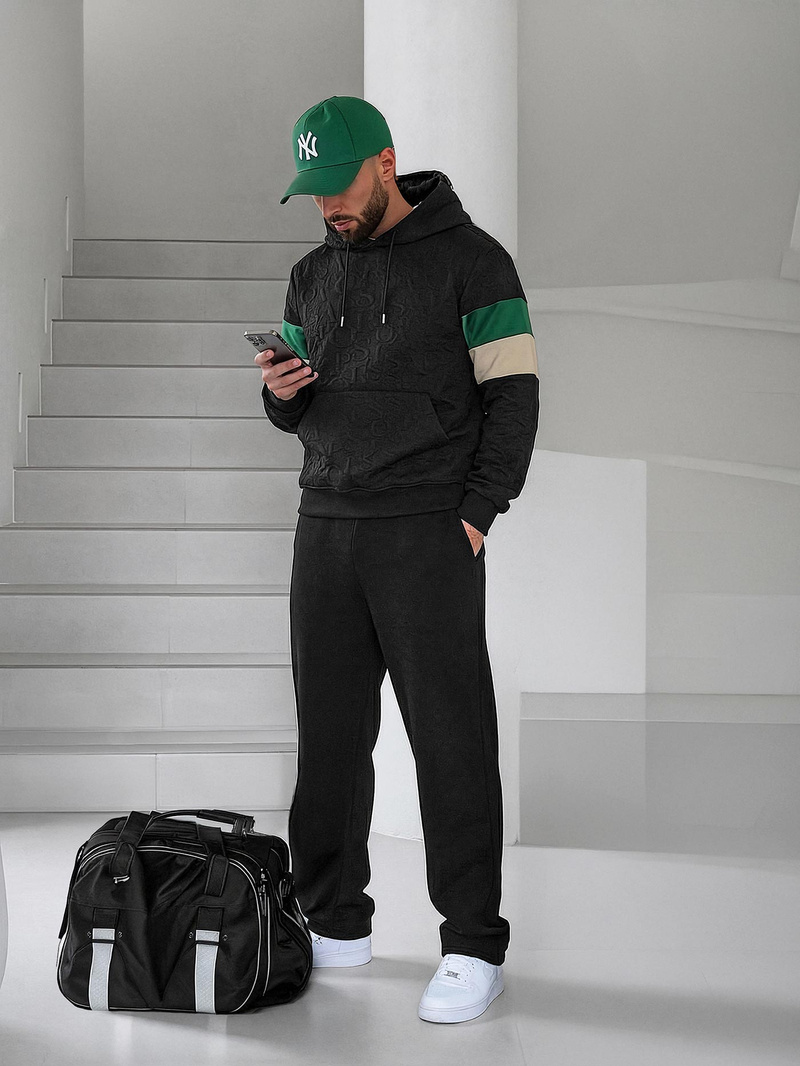 Juoda vyriškas džemperis su gobtuvu OZONEE JS/3B578