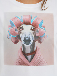 Baltai-rožinės moteriški marškinėliai OZONEE JS/YJ77726