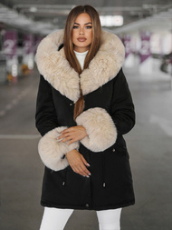 Juodai-balta moteriška žieminė striukė OZONEE JS/16M9062/392B