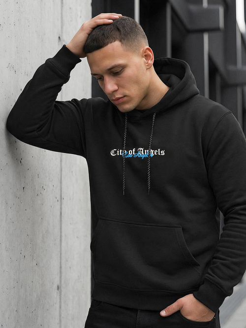 Juoda vyriškas džemperis su gobtuvu OZONEE JS/21B1901/3