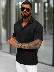 Juodi vyriški marškiniai trumpomis rankovėmis OZONEE O/B2258