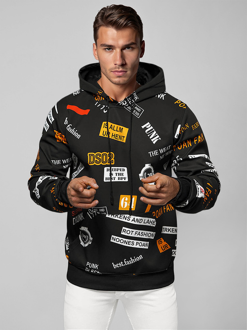 Juodas vyriškas džemperis su gobtuvu OZONEE JS/8B1250/3Z