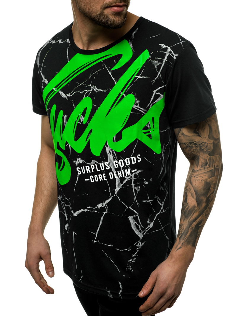 Juodi vyriški marškinėliai OZONEE JS/KS2015