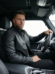 Juoda vyriška odinė striukė OZONEE JS/11Z8139